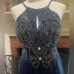 Jovani Midnight Blue Beaded Prom Dress